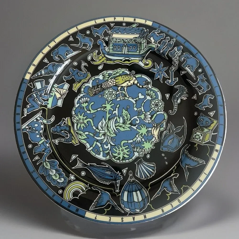 Bopla! Langenthal Where Is The Rabbit? Dinner Plate 10.75”  Black Blue Vintage